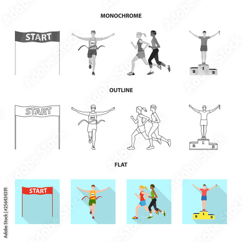 Vector illustration of sport  and winner logo. Collection of sport  and fitness  vector icon for stock.