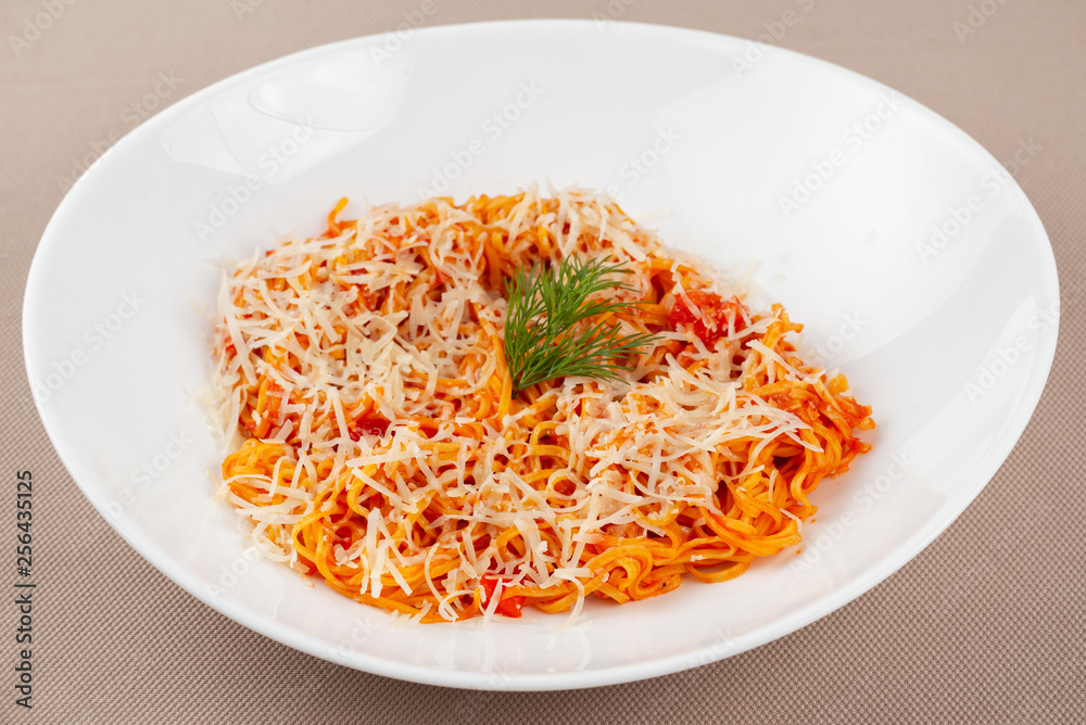 pasta with cheese in a white plate pasta with cheese in a white plate