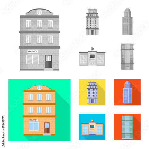 Vector illustration of municipal and center icon. Set of municipal and estate stock vector illustration.