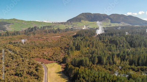 Wai-O-Tapu National Park aerial view, Rotorua photo