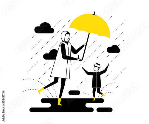 Rainy day - flat design style vector illustration
