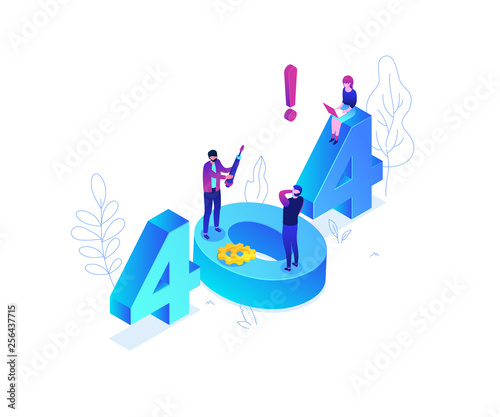 Error 404 page - modern colorful isometric vector illustration