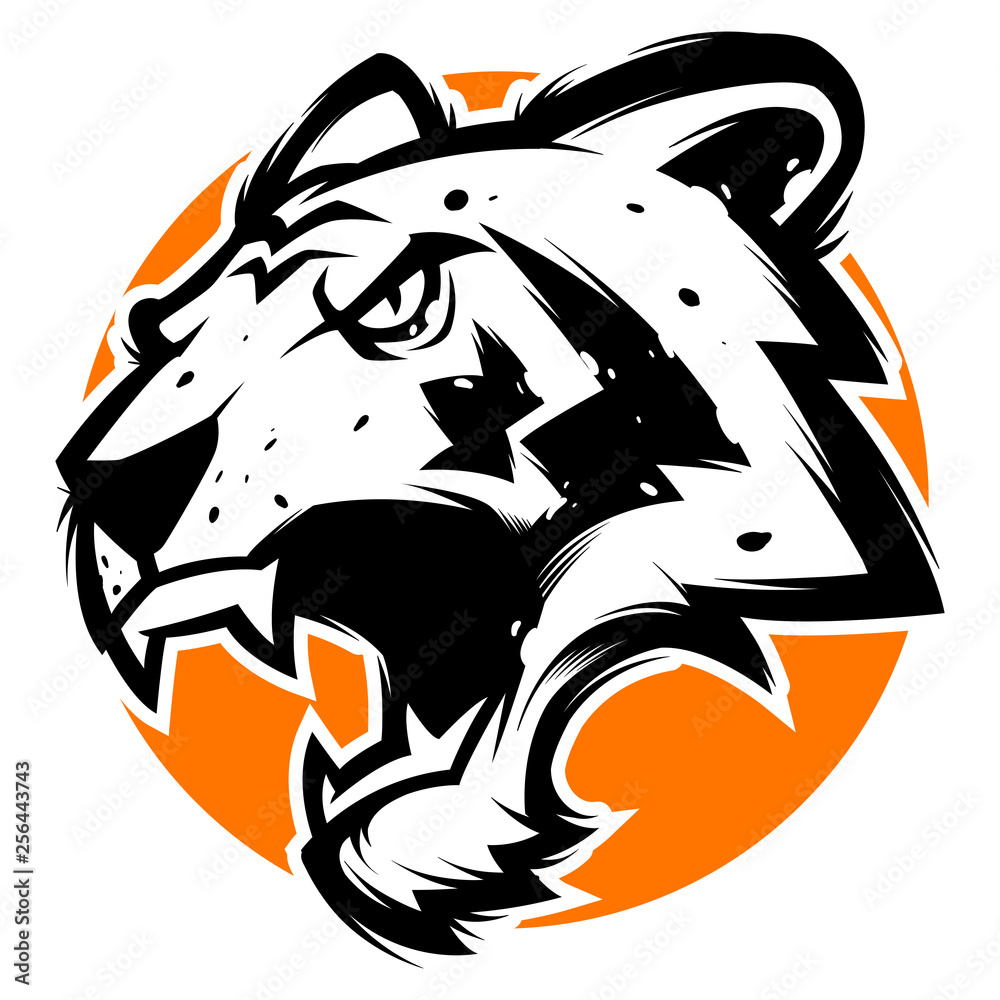 tiger head mascot black and white illustration vector esports logo