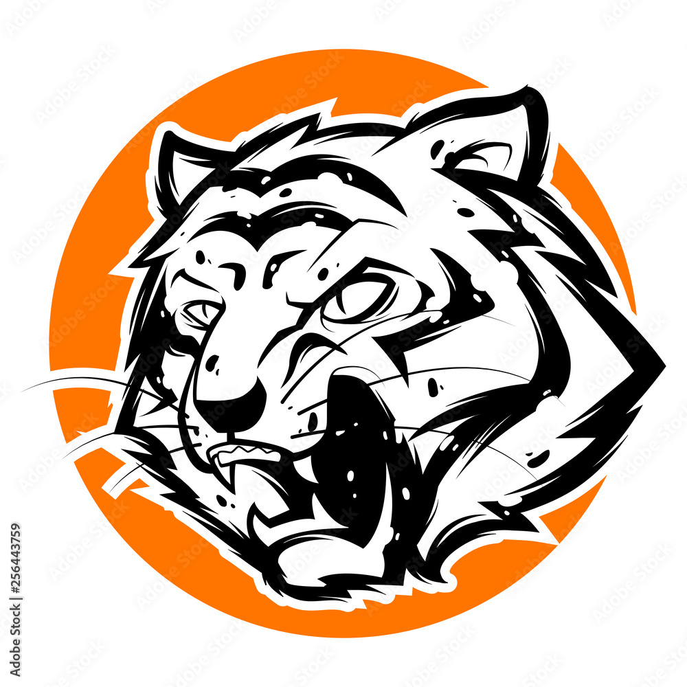 Obraz premium tiger head mascot black and white illustration vector esports logo