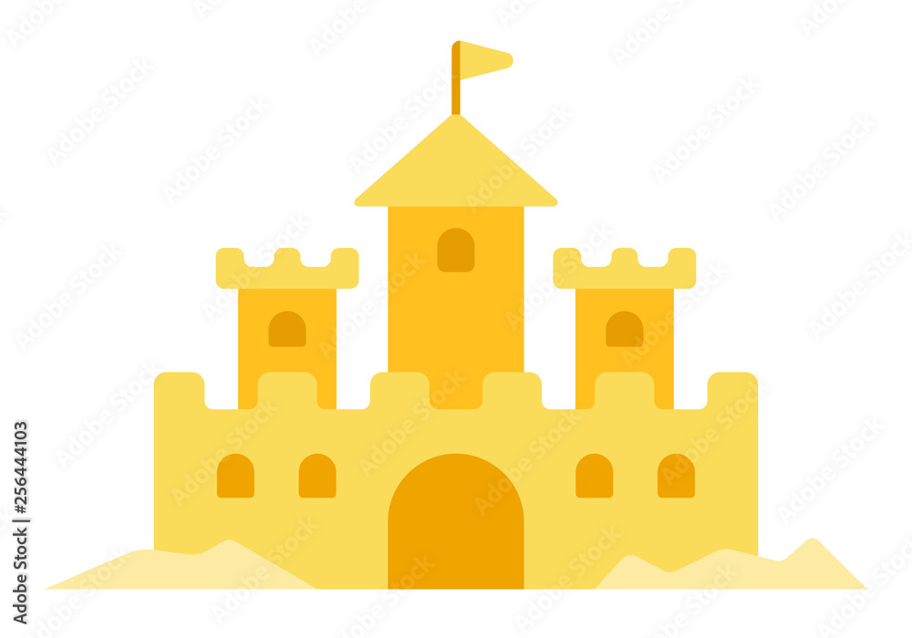 Sand castle vector icon flat isolated