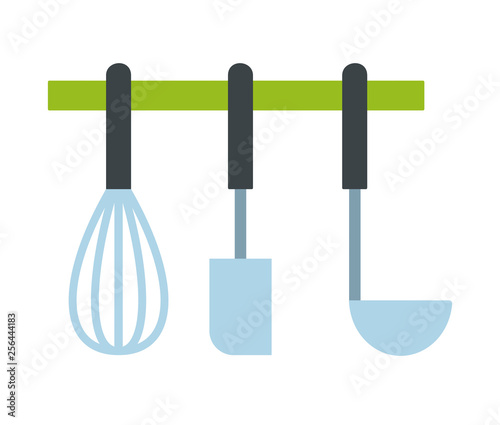 Cooking accessories on the bracket vector flat isolated