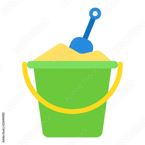 Baby pail with spatula for sandbox vector icon flat isolated