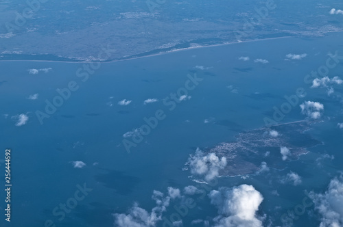 Southern coast of England from an Airplane. UK