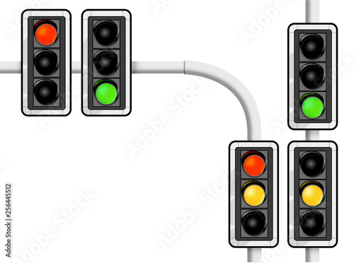 Ampeln vor weissem Hintergrund, realistische Darstellung