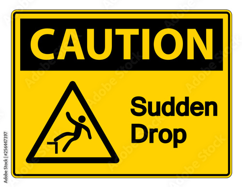 Caution Sudden Drop Symbol Sign On White Background,Vector Illustration