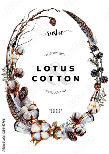 Watercolor Cotton Oval Wreath