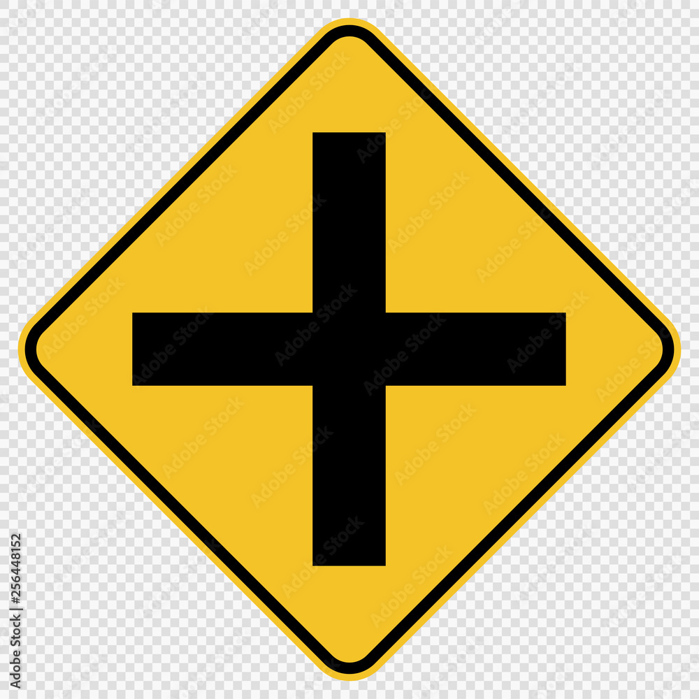 Obraz premium Crossroads Junction Traffic Road Sign on transparent background