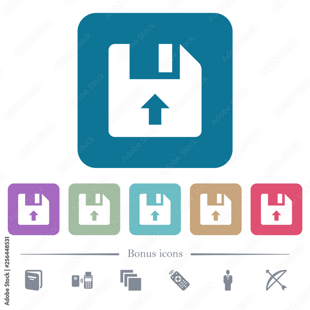 Move up file flat icons on color rounded square backgrounds