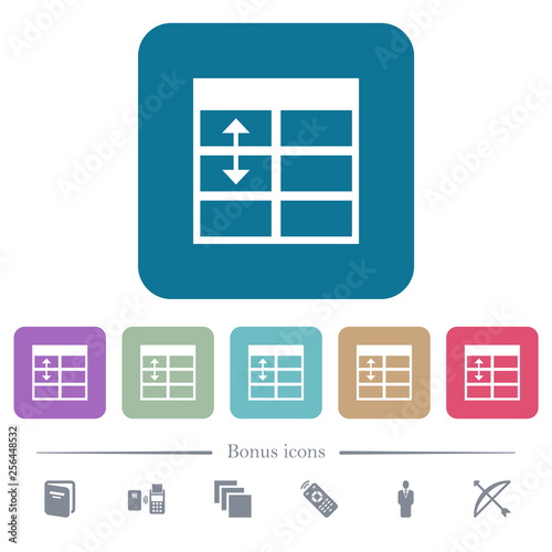 Spreadsheet adjust table row height flat icons on color rounded square backgrounds photo