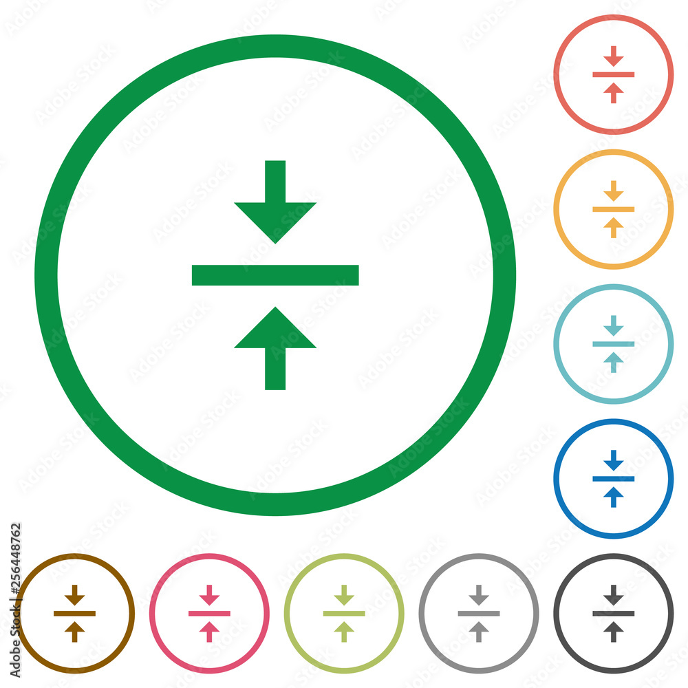 Vertical align center flat icons with outlines Vertical align center flat icons with outlines