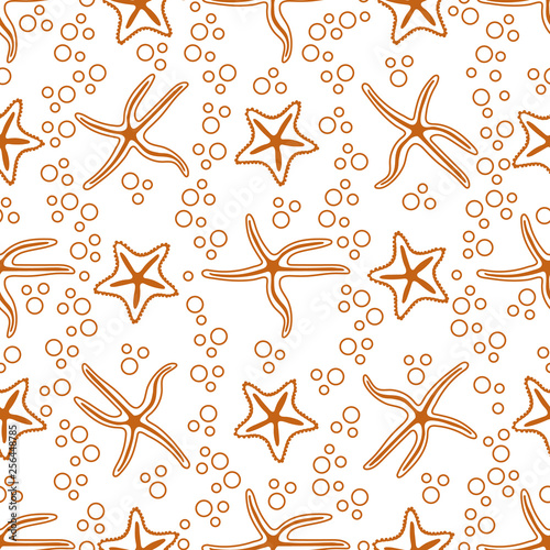 Vector seamless pattern with starfish.