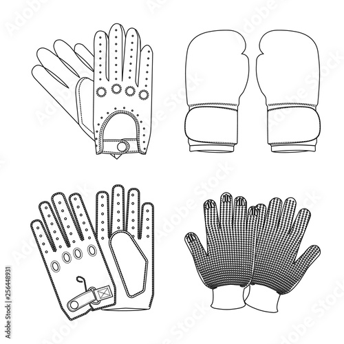 Isolated object of glove and winter sign. Collection of glove and equipment stock vector illustration.