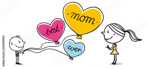 Muttertag - Junge schenkt Mutter best mom ever Ballons