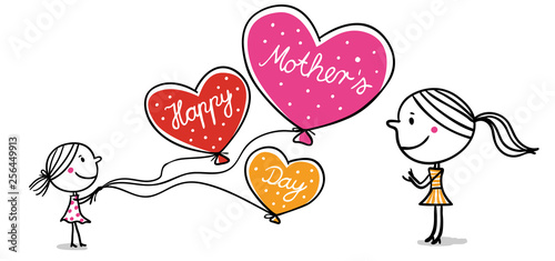 Muttertag - Mädchen schenkt Mutter Happy Mother's Day Ballons