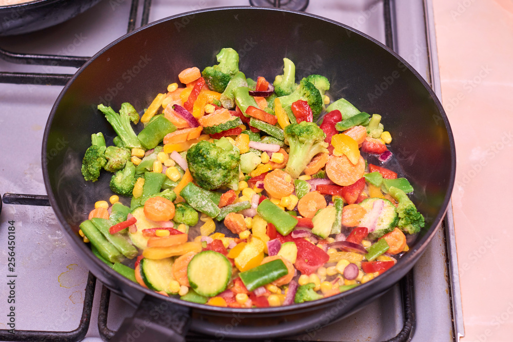 A mixture of frozen different vegetables A mixture of frozen different vegetables