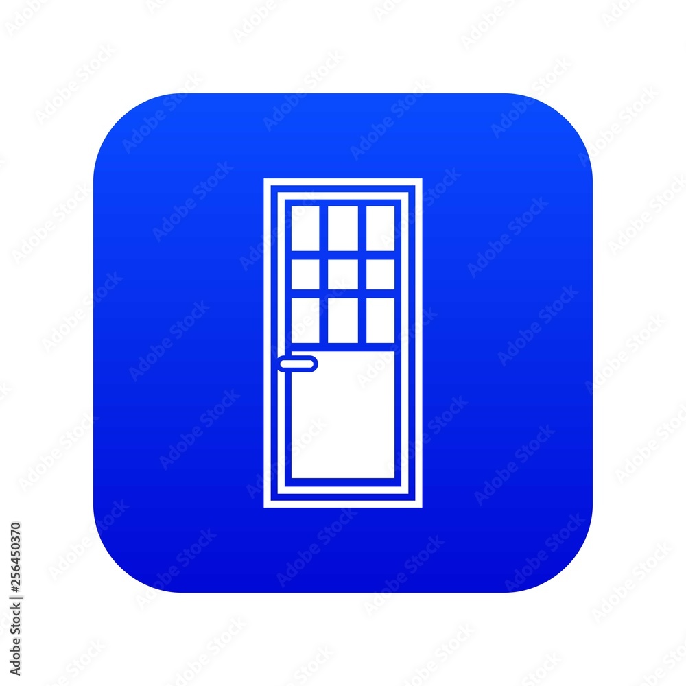 Wooden door with glass icon digital blue for any design isolated on white vector illustration