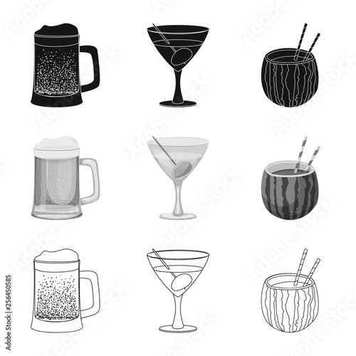 Isolated object of drink and bar icon. Collection of drink and party stock symbol for web.