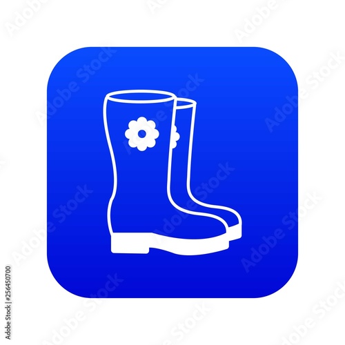 Boots icon blue vector isolated on white background