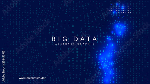 Big data background. Technology for visualization, artificial intelligence, deep learning and quantum computing. Design template for screen concept. Cyber big data backdrop.