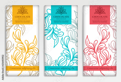 Luxury packaging design of chocolate bars. Vintage vector ornament template. Elegant, classic elements. Great for food, drink and other package types. Can be used for background and wallpaper. 