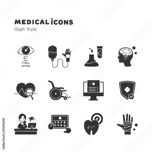 Healthcare and Medical icons glyph style