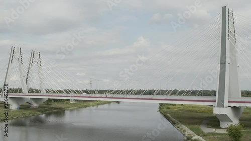 Wallpaper Mural Aerial view of double cable-stayed bridge over Vistula River in Krakow, Poland PRORESHQ Torontodigital.ca