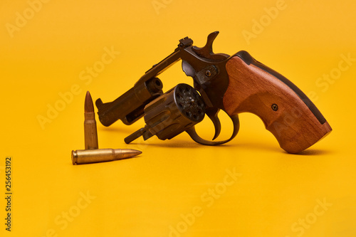 Gun and bullets. Gun Revolver