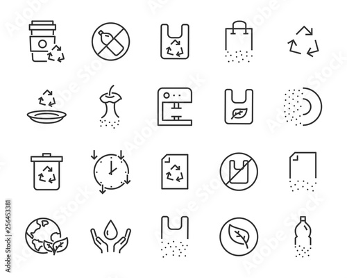 set of eco plastic icons, such as reuse, recycle, nature, green energy, zero waste