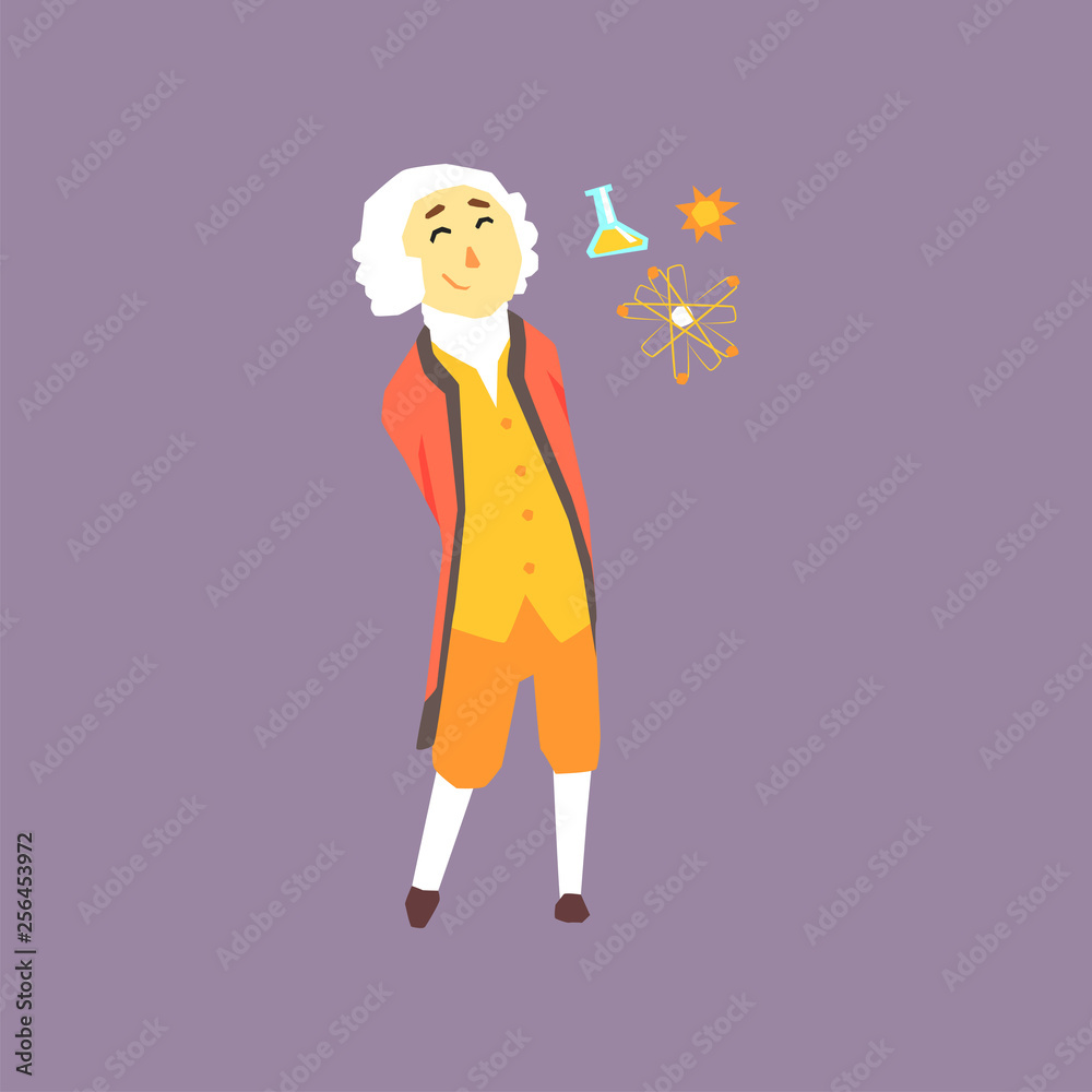 Brilliant Scientist Physicist Isaac Newton, Funny Illustration Stock Vector  - Illustration of male, history: 180805713