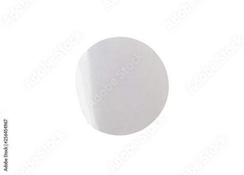 Blank white circle paper sticker label isolated on white background with clipping path