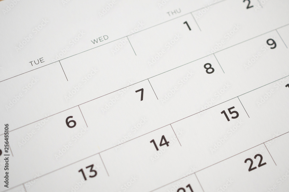 calendar page date close up calendar page date close up