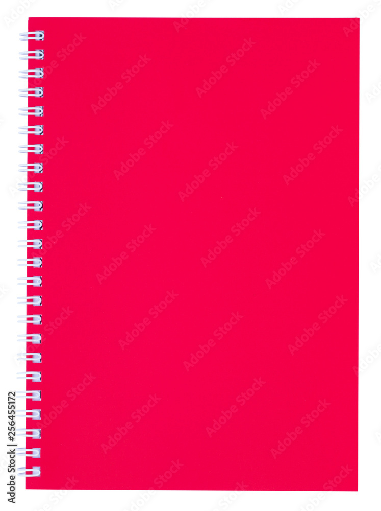 Red spiral notebook isolated on white background Red spiral notebook isolated on white background