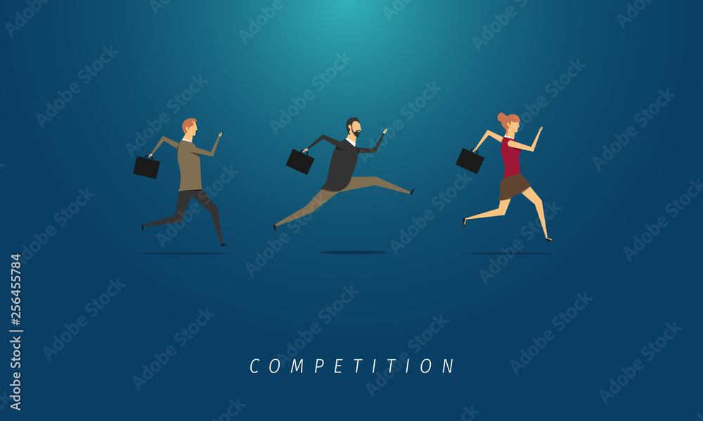 Business woman leader - Competitive business design vector illustration. Vector business people competitive. Competition in business.