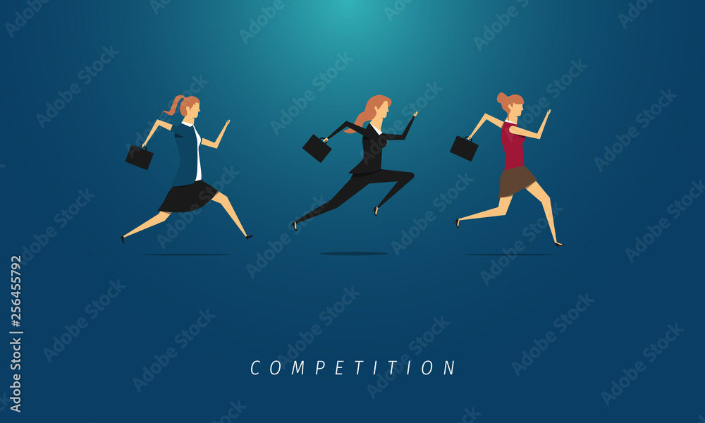 Competitive business design vector illustration. Vector business people competitive. Competition in business. Businessman and business woman.