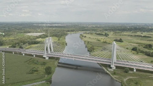 Wallpaper Mural Aerial view of double cable-stayed bridge over Vistula River in Krakow, Poland PRORESHQ Torontodigital.ca