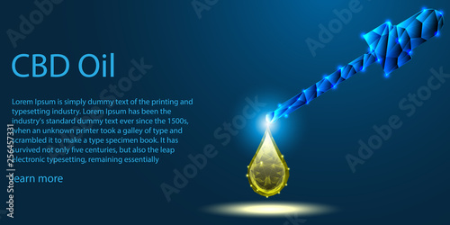 CBD oil and dropper with connection light lines .