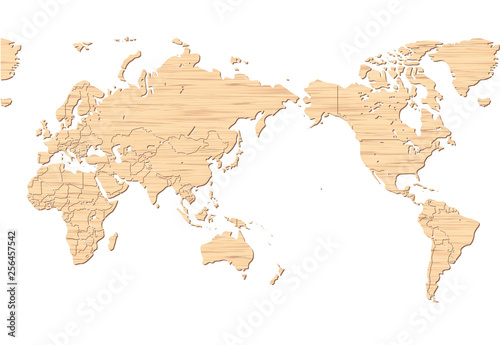 木材で形どった世界地図 ワールドマップ
