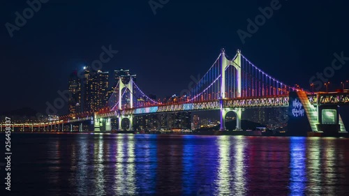 Busan Cityscape.Time Lapse of Gwangan Bridge in Busan,South Korea