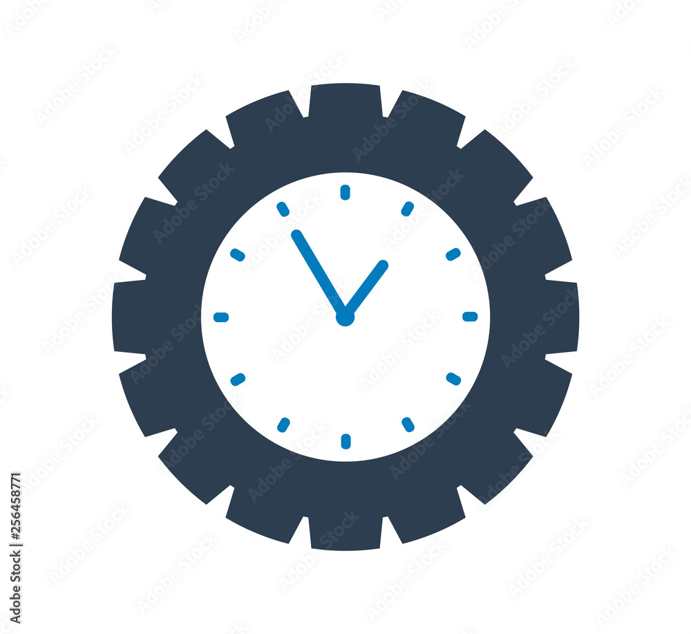 Time Icon with Clock and gear symbol. Flat style vector EPS. Time Icon with Clock and gear symbol. Flat style vector EPS.