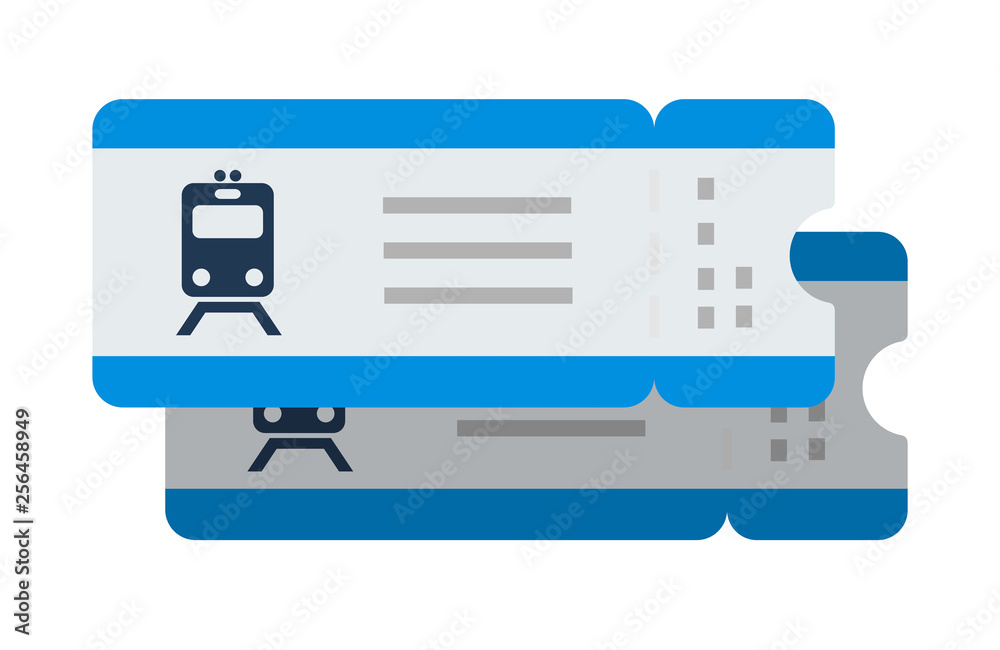 Train tickets vector flat isolated on white Train tickets vector flat isolated on white