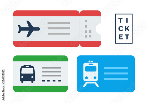 Tickets for public transport vector flat isolated