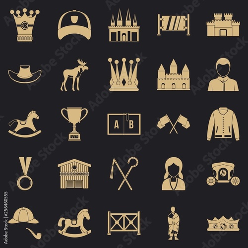 Horsemanship icons set. Simple set of 25 horsemanship vector icons for web for any design