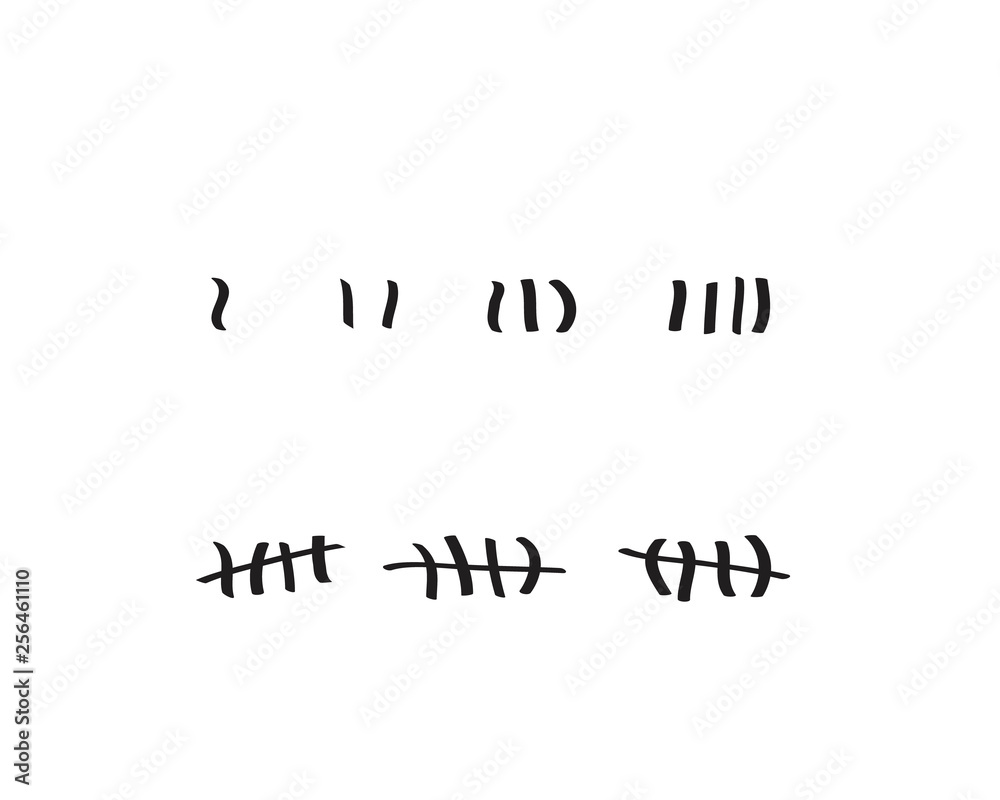 Tally marks on a prison wall isolated. Counting signs. Vector Tally marks on a prison wall isolated. Counting signs. Vector