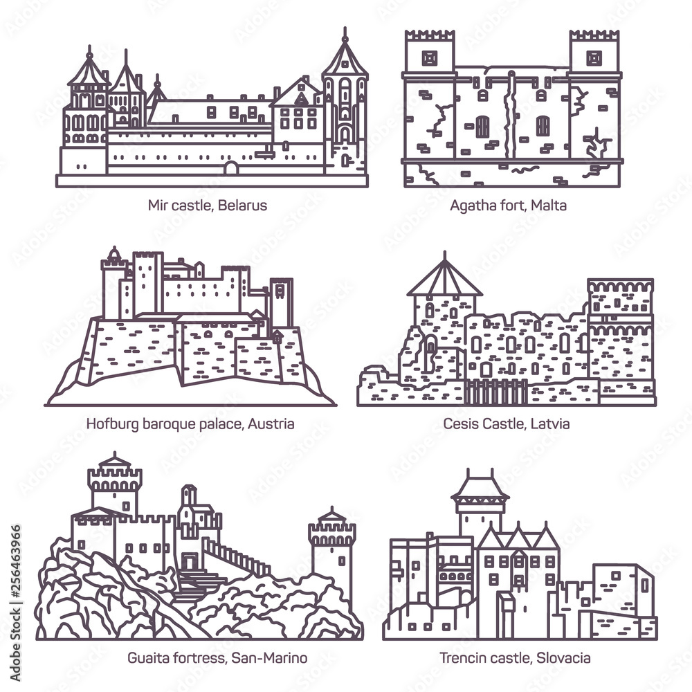 Architecture castle and fort buildings of medieval