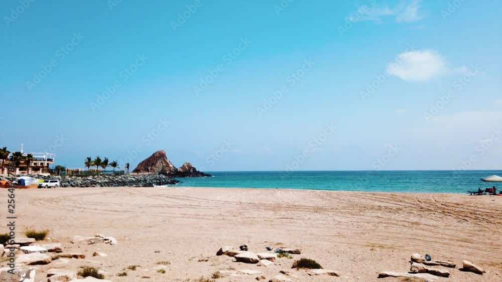 Fujairah sandy beach in the United Arab Emirates aerial view Fujairah sandy beach in the United Arab Emirates aerial view
